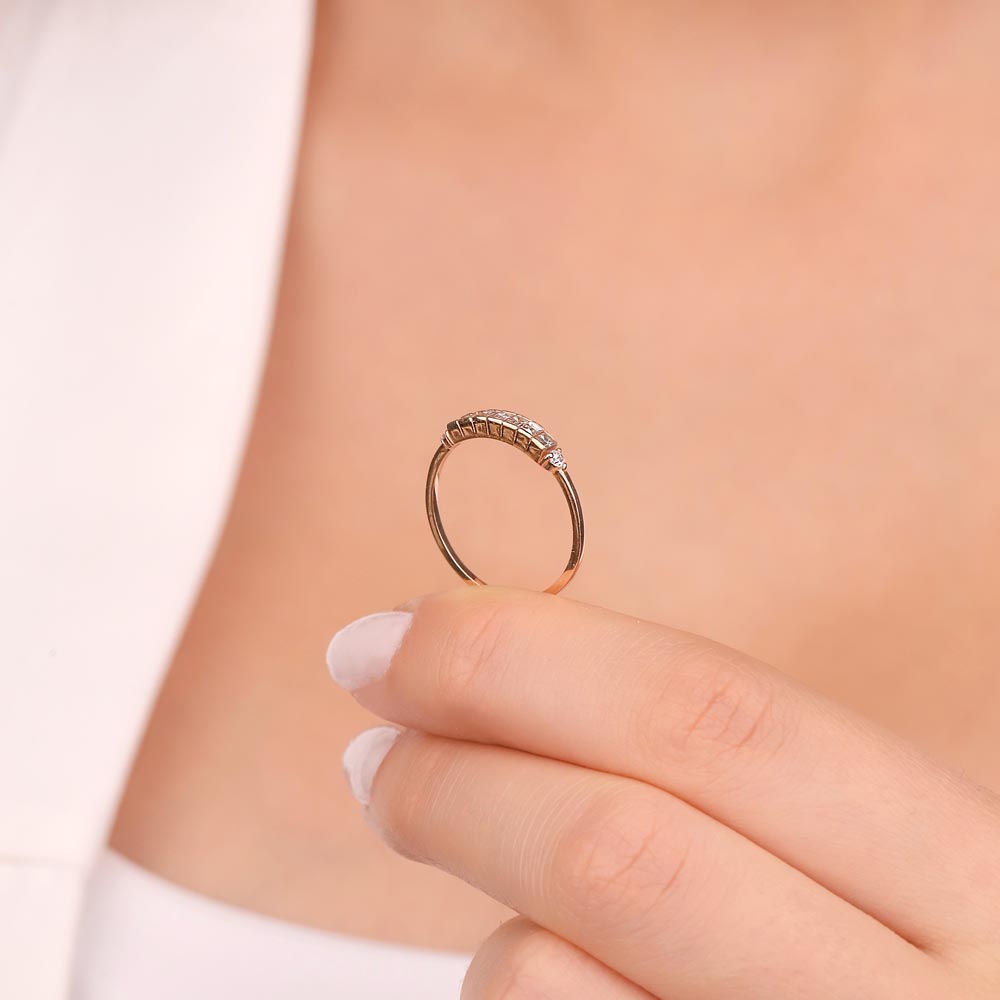 0,36 Karat Pırlanta Özel Tasarım Vintage Yarımtur Yüzük - LP01922