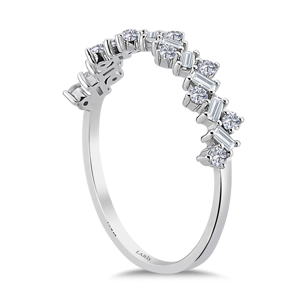 Özel Tasarım Yüzükler 0,37 Karat Pırlanta Yarımtur Baget Alyans Yüzük - LP06046