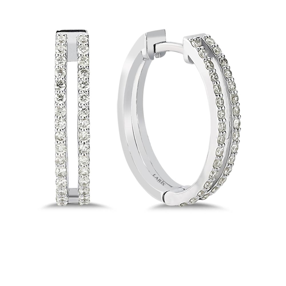 0.40 Karat Pırlanta Çift Sıra Halka Küpe - LP09726