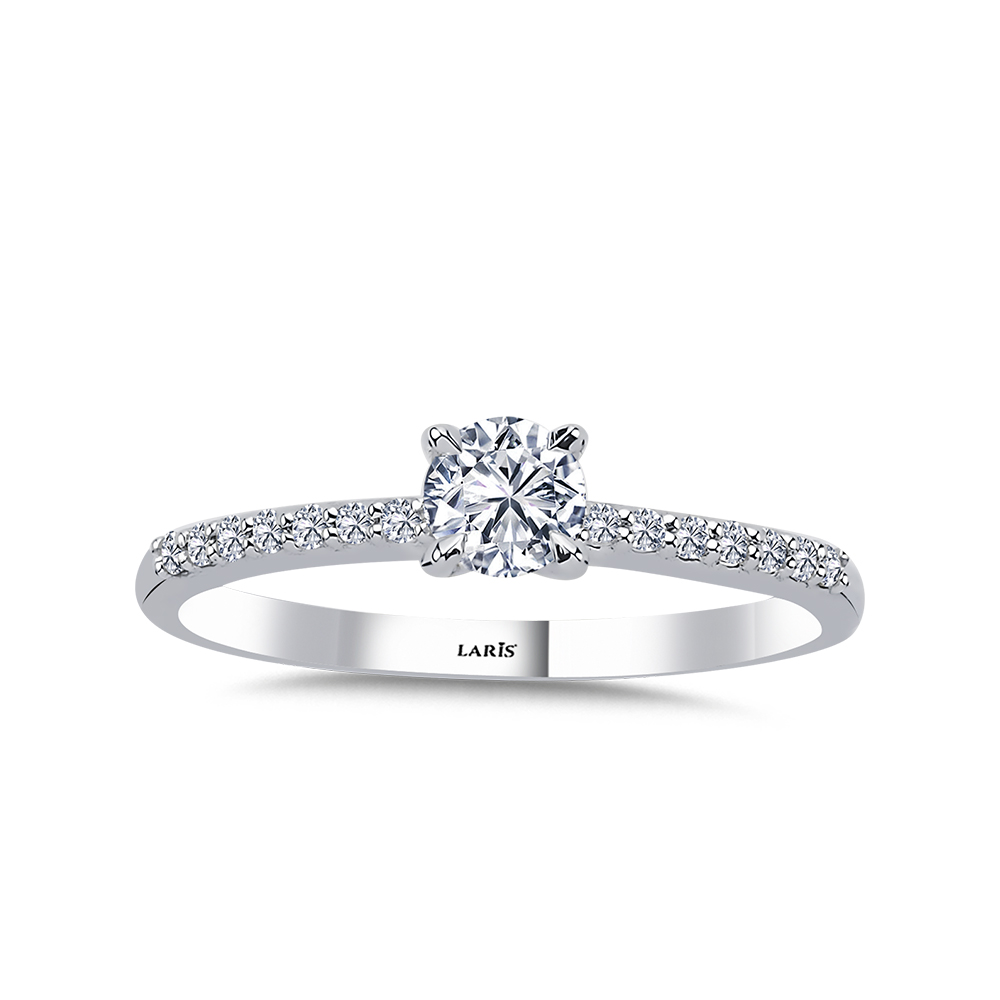 0,40 Karat Pırlanta Kolları Taşlı Classic Tektaş Yüzük - LP09238