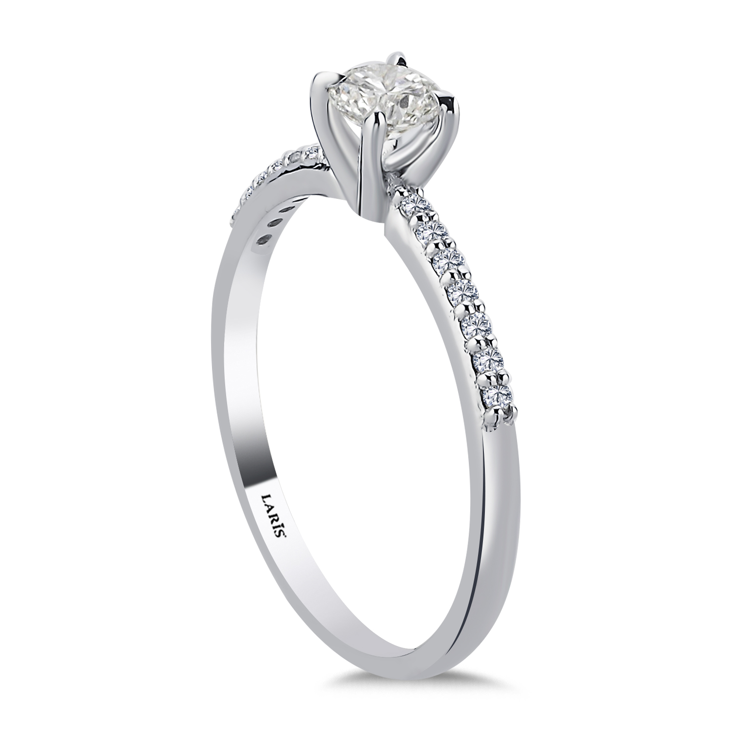 0,40 Karat Pırlanta Kolları Taşlı Classic Tektaş Yüzük - LP09238