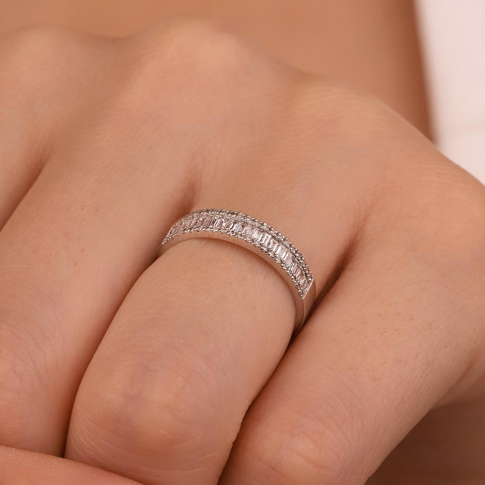 0,40 Karat Pırlanta Özel Tasarım Baget Yarımtur Yüzük - LP11408