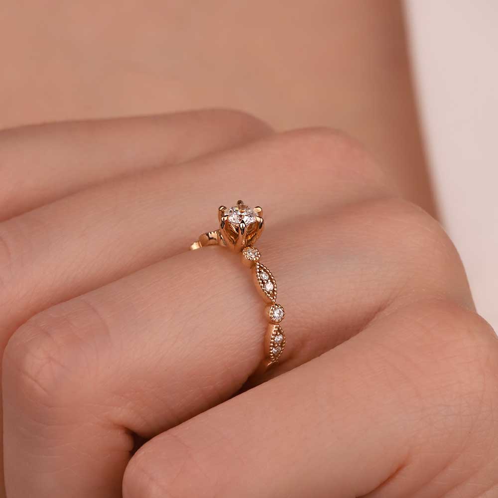 0,40 Karat Pırlanta Özel Tasarım Vintage Yüzük - LP09282