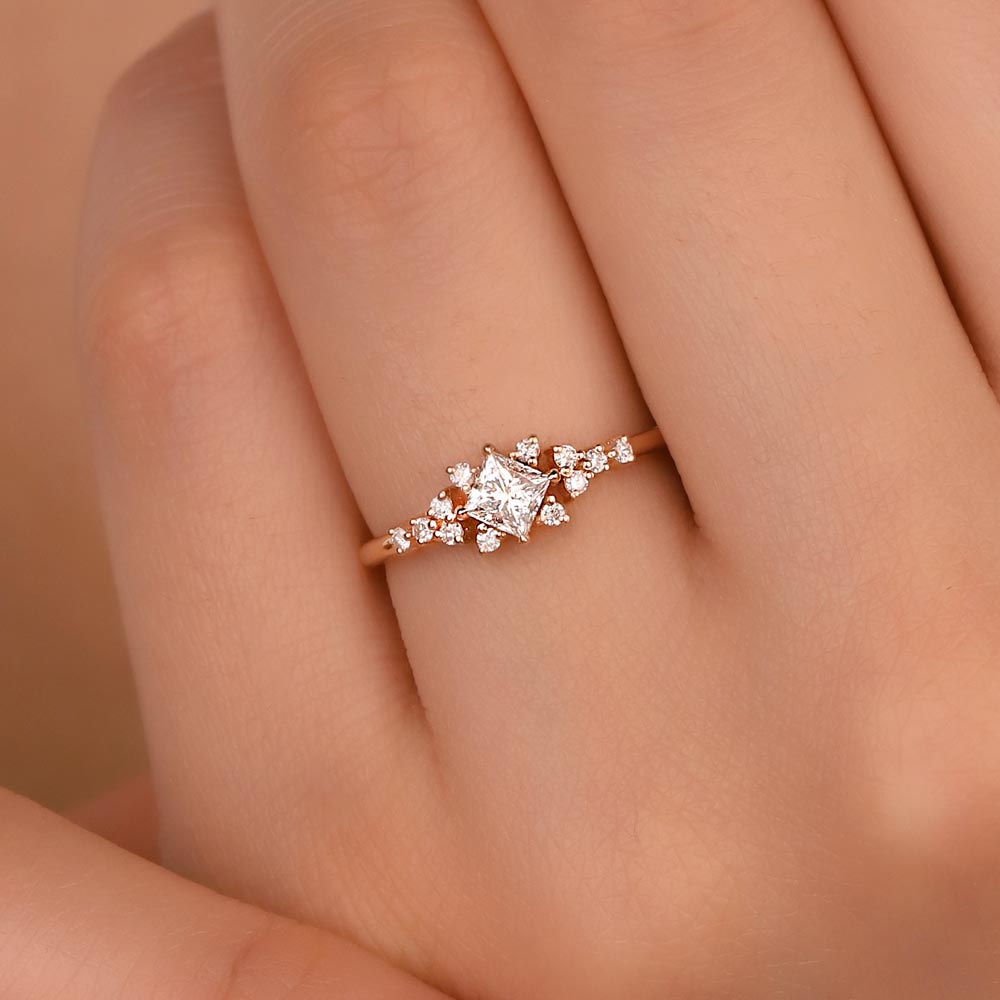 Vintage Yüzükler 0,40 Karat Pırlanta Prenses Kesim Vintage Yüzük