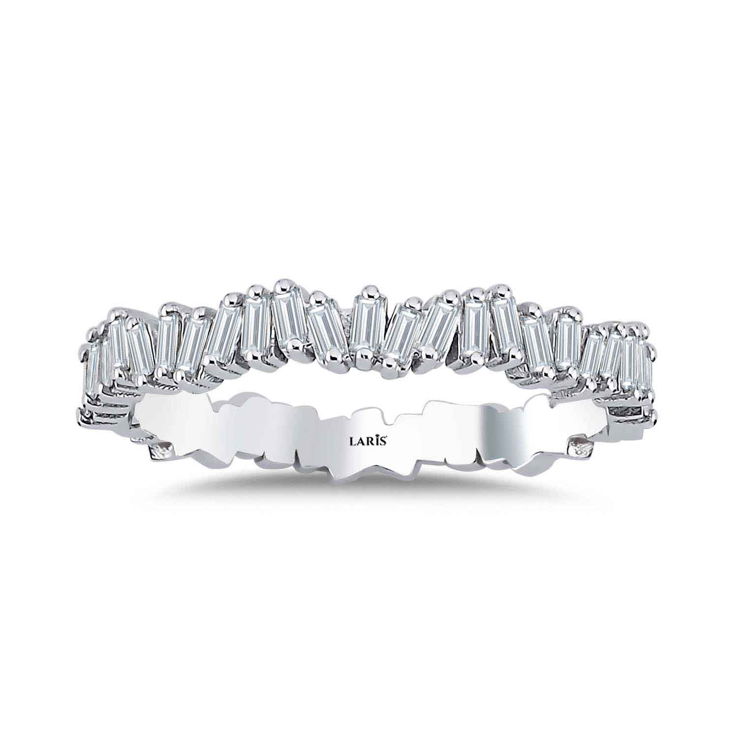 0.42 Karat Pırlanta Özel Tasarım Çapraz Baget Yarımtur Yüzük - LP09432