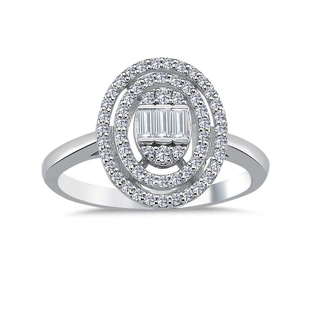 0,43 Karat Pırlanta Oval  Çift Sıra Halo Baget Yüzük - LP06043