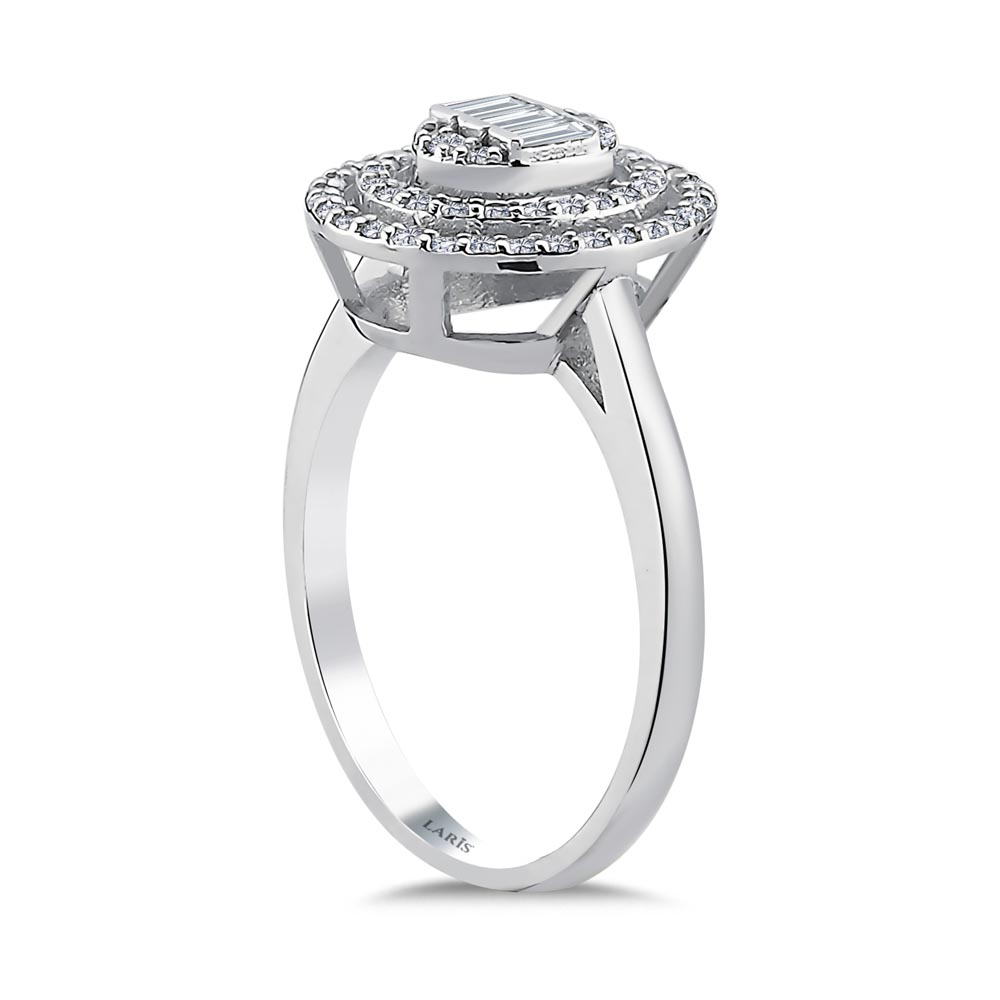 0,43 Karat Pırlanta Oval  Çift Sıra Halo Baget Yüzük - LP06043