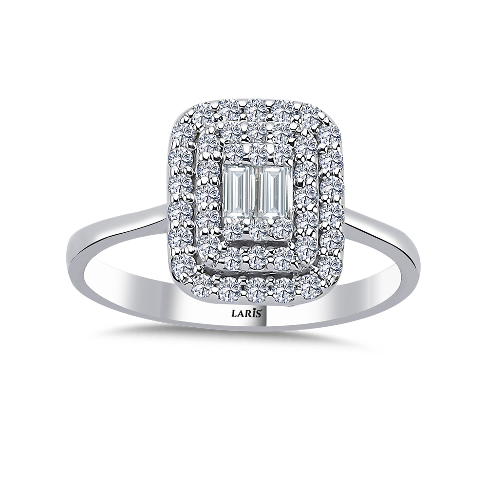 0,45 Karat Pırlanta Çift Sıra Baget Yüzük - LP08981
