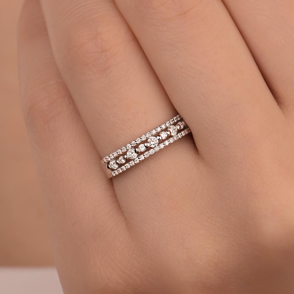 0.45 Karat Pırlanta Fantezi Yarımtur Yüzük - LP12083