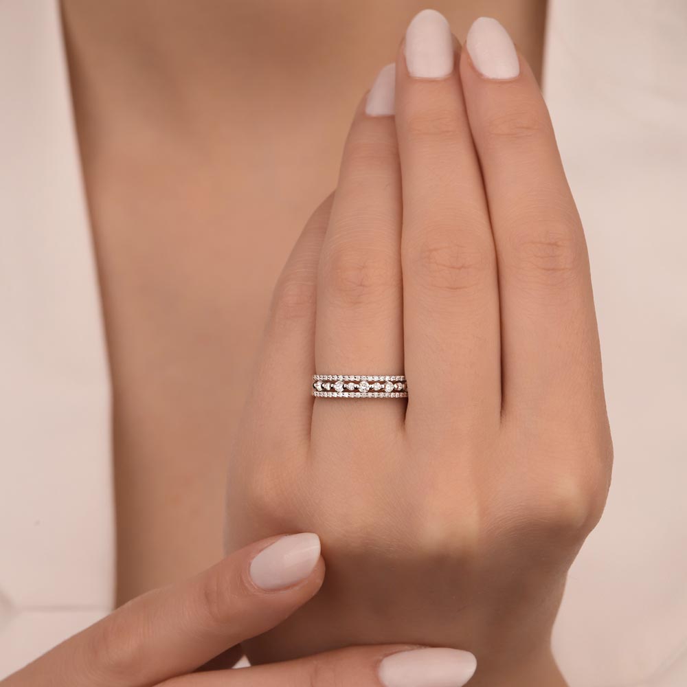 0.45 Karat Pırlanta Fantezi Yarımtur Yüzük - LP12083