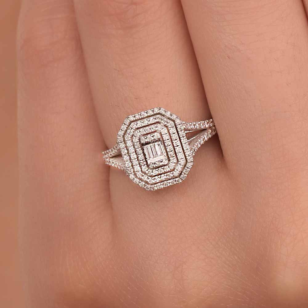 0,46 Karat Pırlanta Çift Kollu Baget Yüzük - LP11599