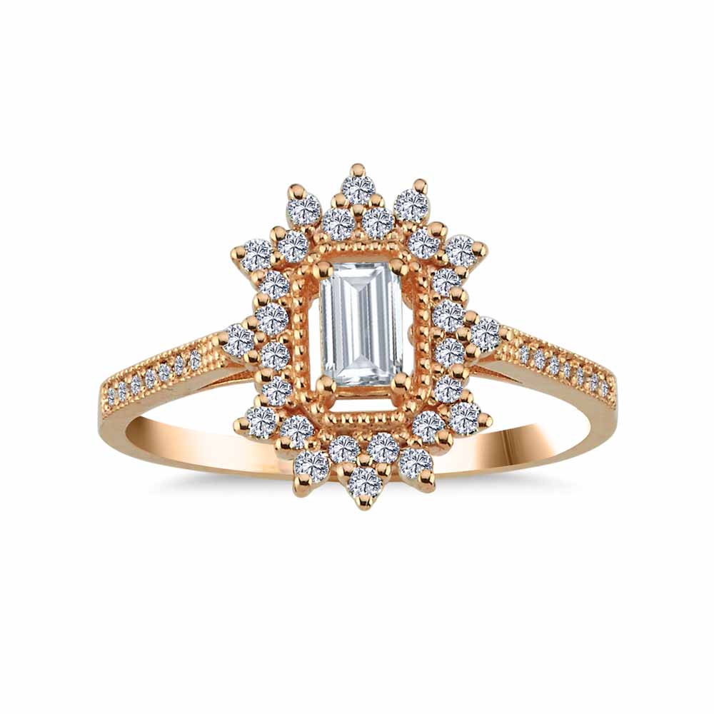 0,47 Karat Baget Pırlanta Vintage Baget Yüzük - LP05370