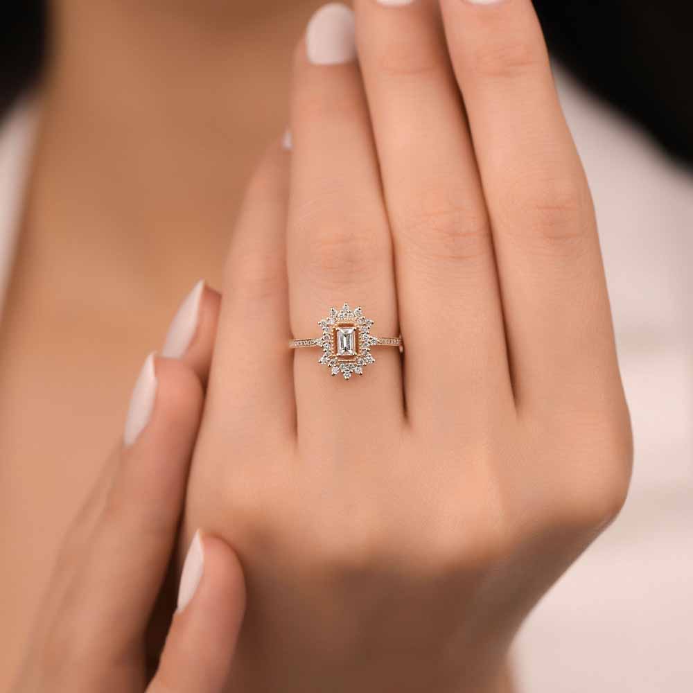 0,47 Karat Baget Pırlanta Vintage Baget Yüzük - LP05370