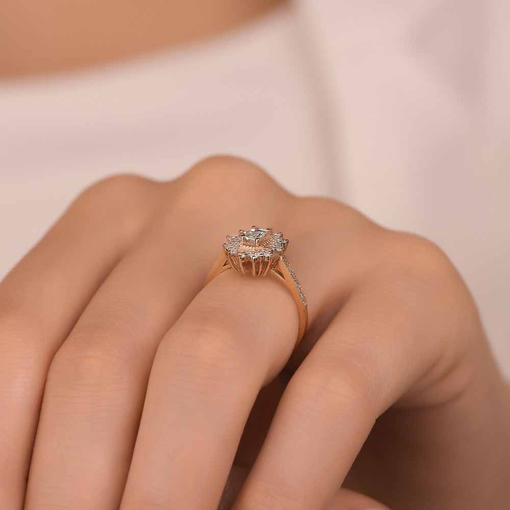 0,47 Karat Baget Pırlanta Vintage Baget Yüzük - LP05370