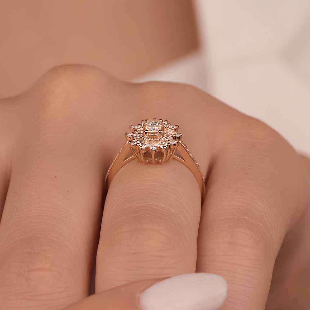 0,47 Karat Baget Pırlanta Vintage Baget Yüzük - LP05370