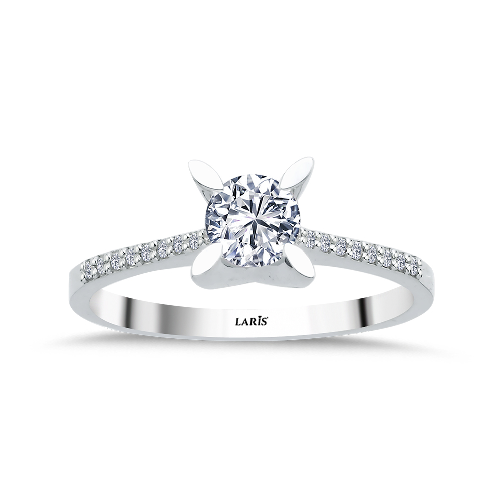 0,47 Karat Pırlanta Kolları Taşlı Serene Tektaş Yüzük - LP09901