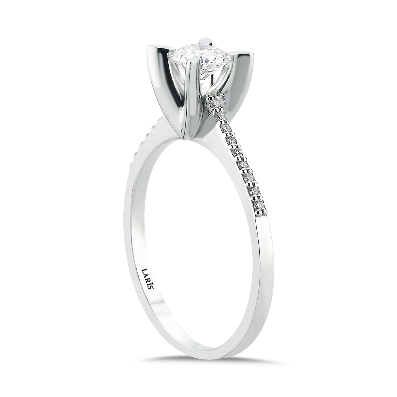 0,47 Karat Pırlanta Kolları Taşlı Serene Tektaş Yüzük - LP09901