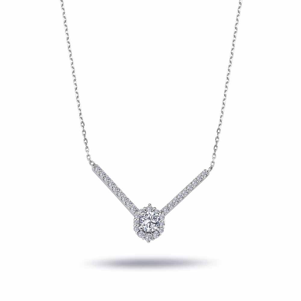 0,47 Karat Pırlanta Özel Tasarım Halo Tektaş Kolye - LP12081