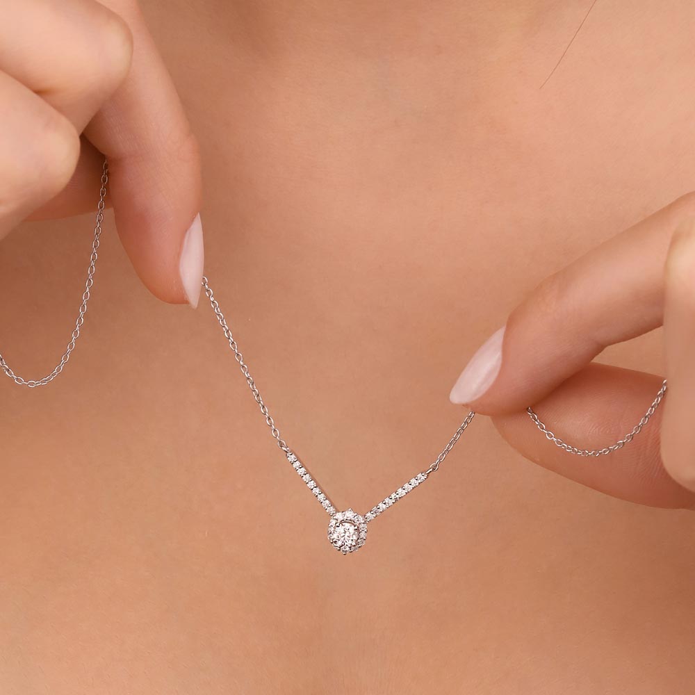 0,47 Karat Pırlanta Özel Tasarım Halo Tektaş Kolye - LP12081