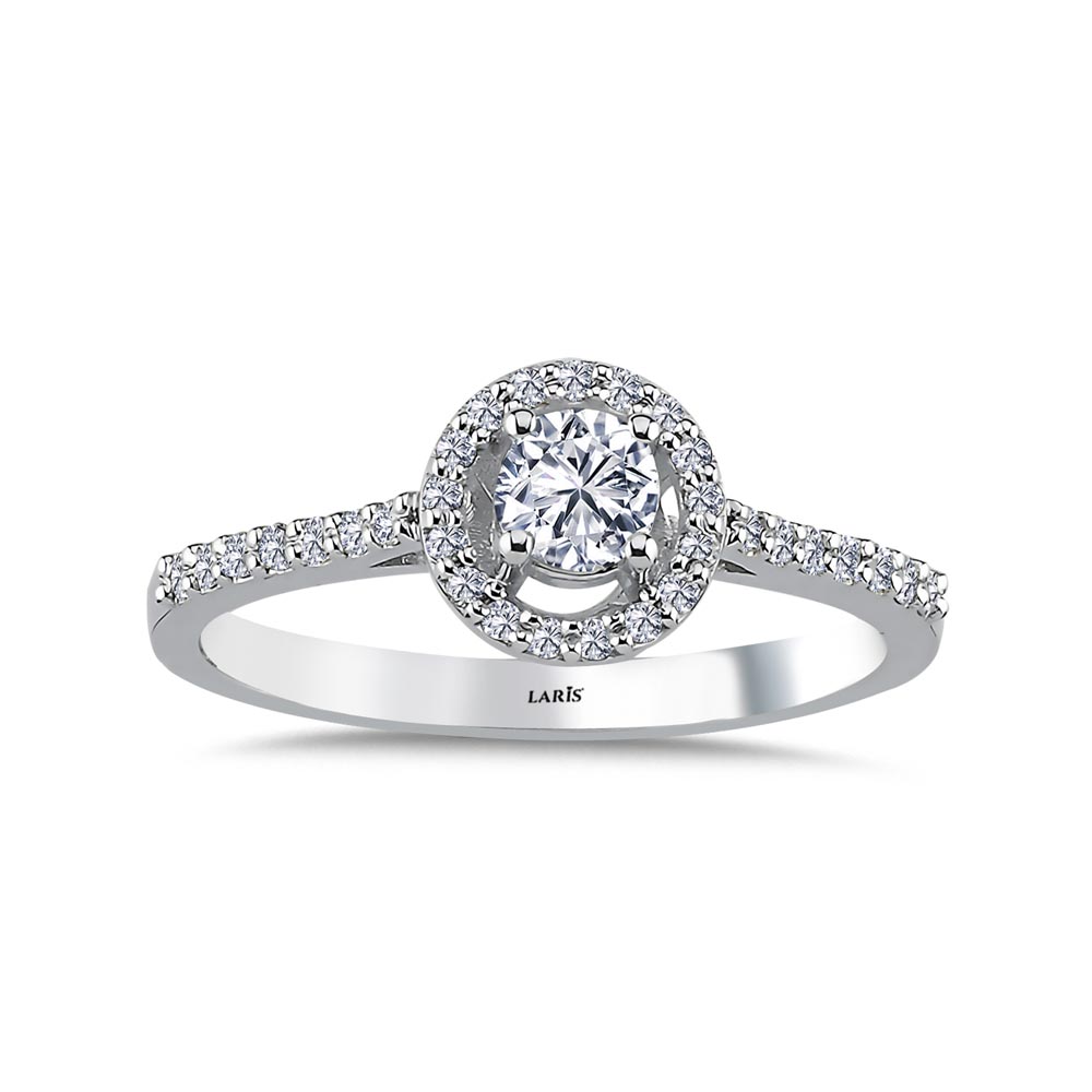Özel Tasarım Yüzükler 0,48 Karat Pırlanta Halo Tektas Yüzük - LP12002