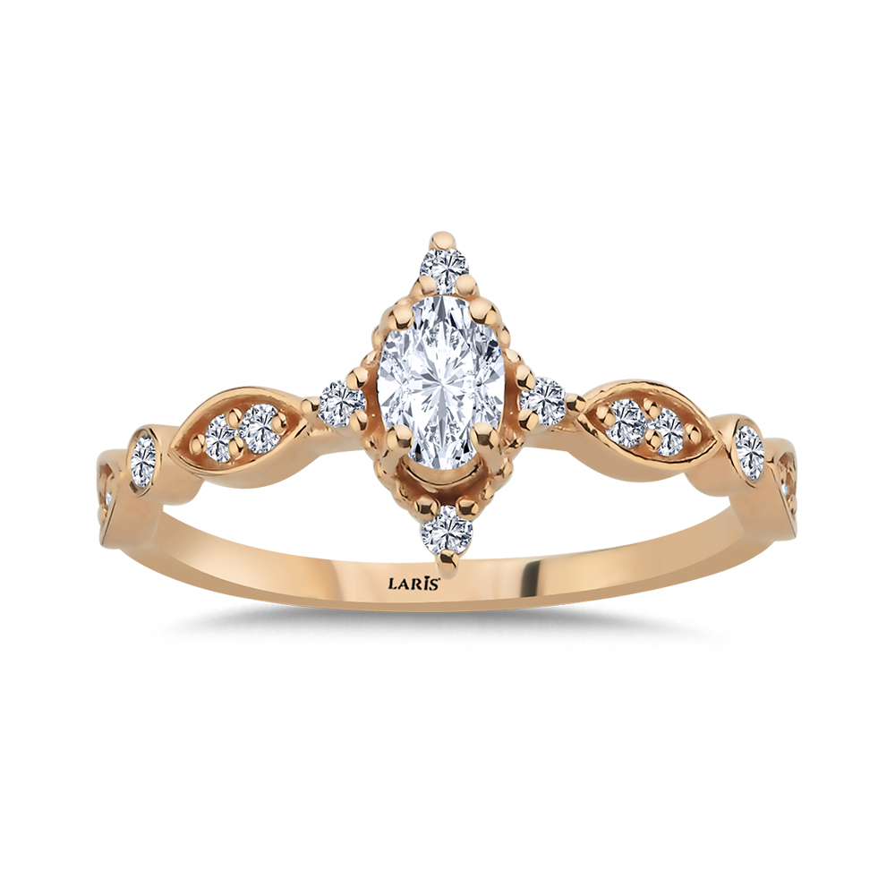 0,49 Karat Oval Pırlanta Vintage Orbit Tasarım Yüzük - LP08290