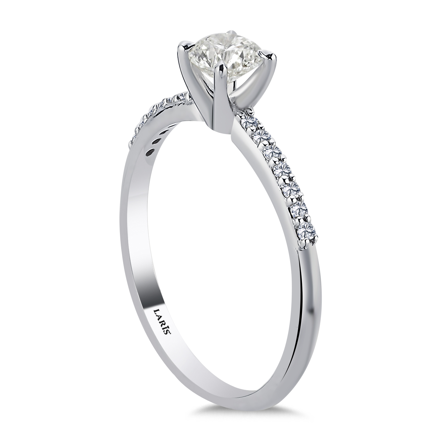 0,50 Karat Pırlanta Kolları Taşlı Classic Tektaş Yüzük - LP12195