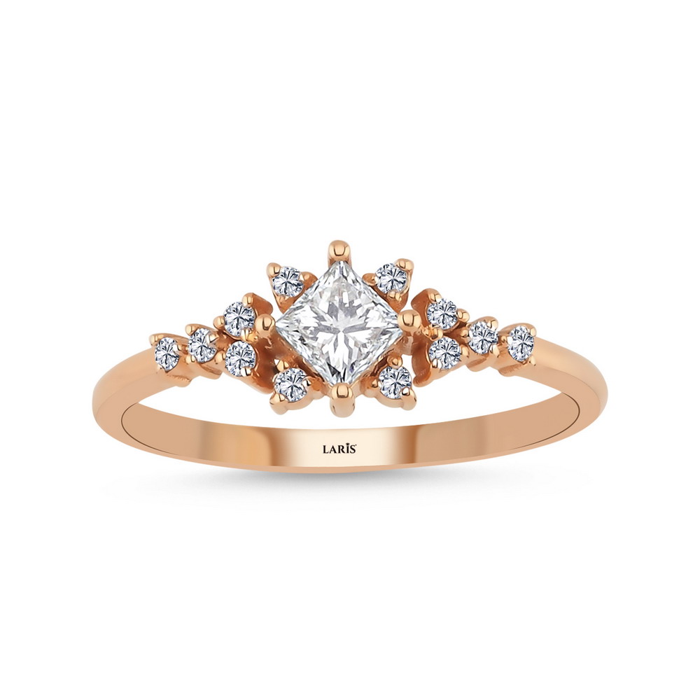 Vintage Yüzükler 0.50 Karat Pırlanta Prenses Kesim Vintage Tektaş Yüzük