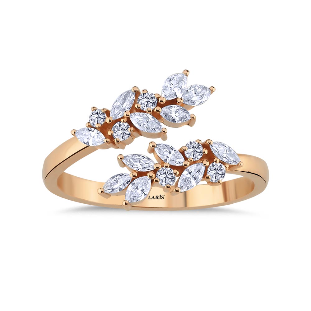 Özel Tasarım Yüzükler 0,51 Karat Markiz Pırlanta Çiçek Dalı Yüzük - LP06811