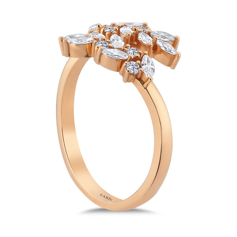 Özel Tasarım Yüzükler 0,51 Karat Markiz Pırlanta Çiçek Dalı Yüzük - LP06811