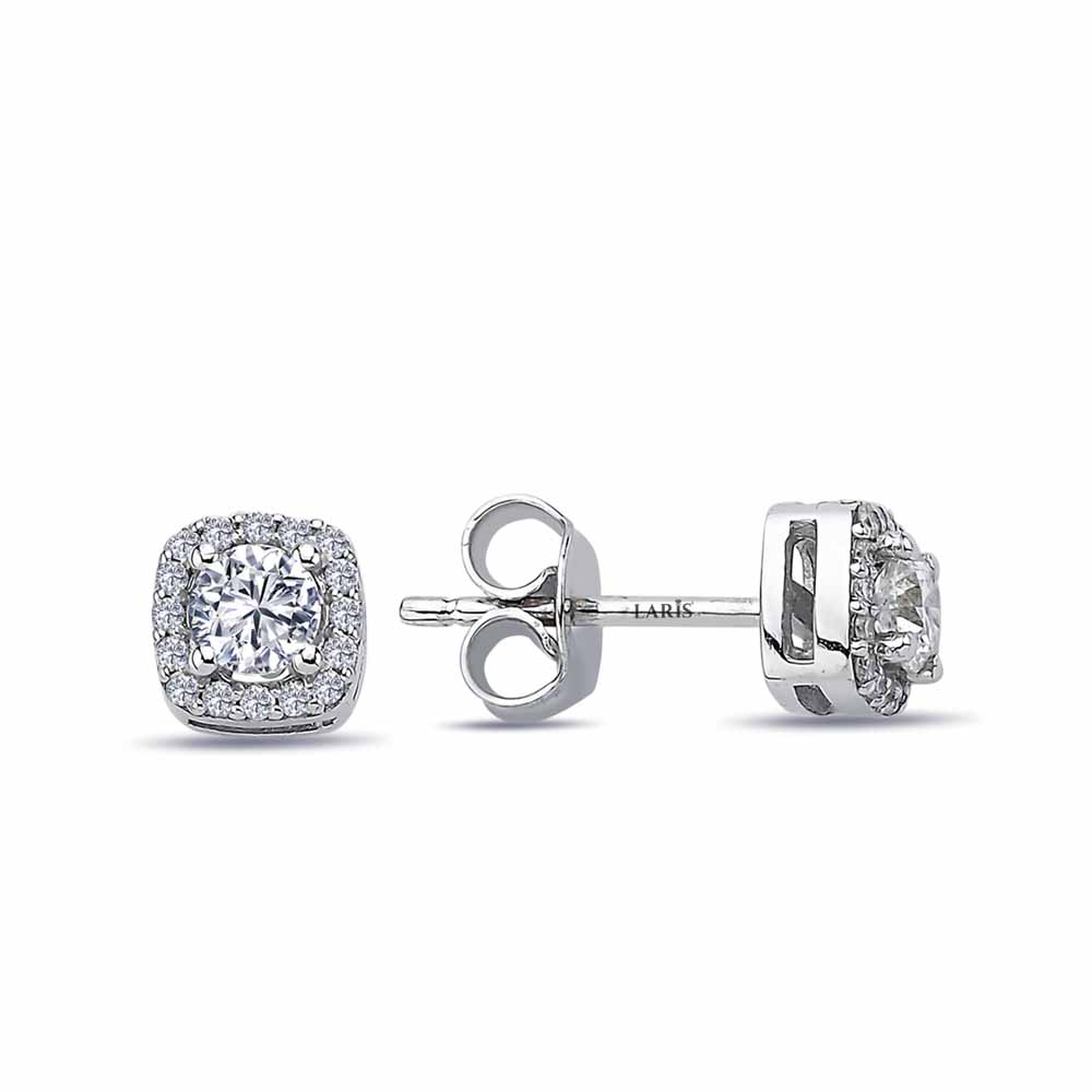 0,52 Karat Pırlanta Halo Tektaş Küpe - LP00317