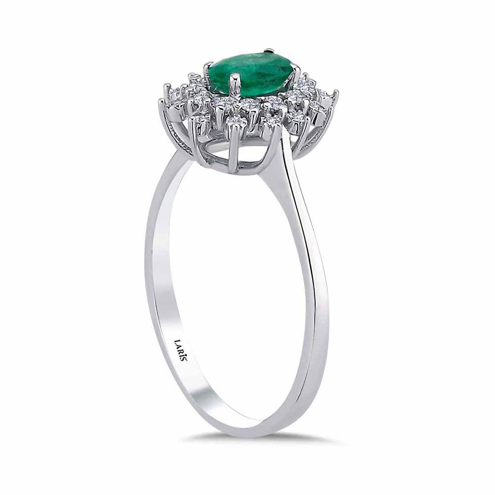 0,52 Karat Pırlanta Oval Jasmine Zümrüt Yüzük - LP03508