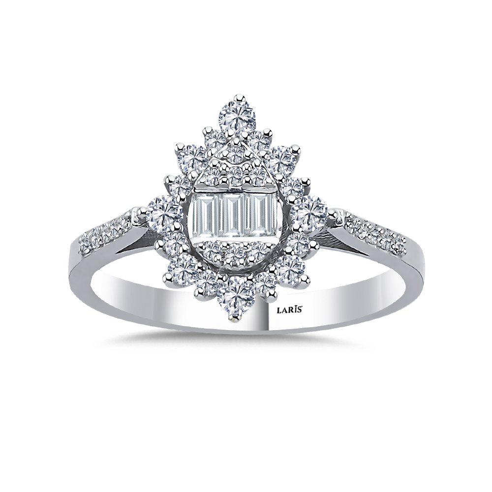 0,55 Karat Pırlanta Damla Baget Yüzük - LP12068