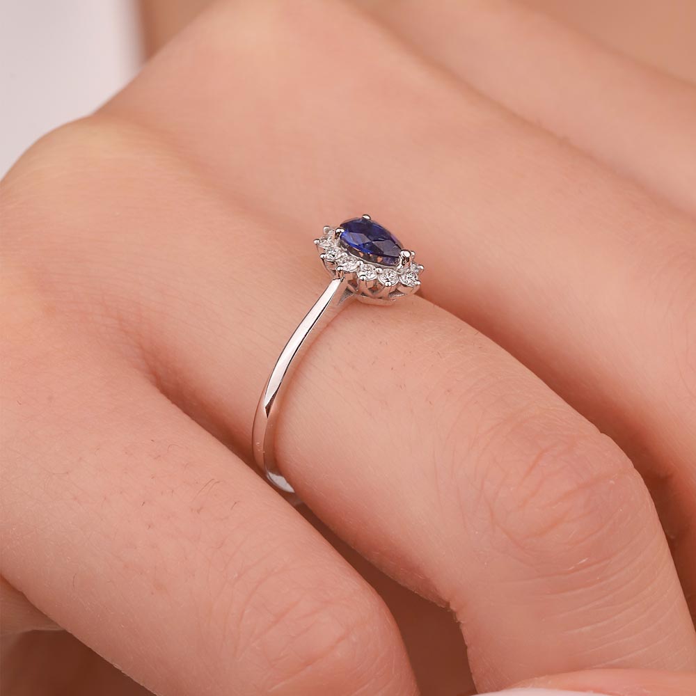 0,55 Karat Pırlanta Damla Royale Safir Yüzük - LP0936