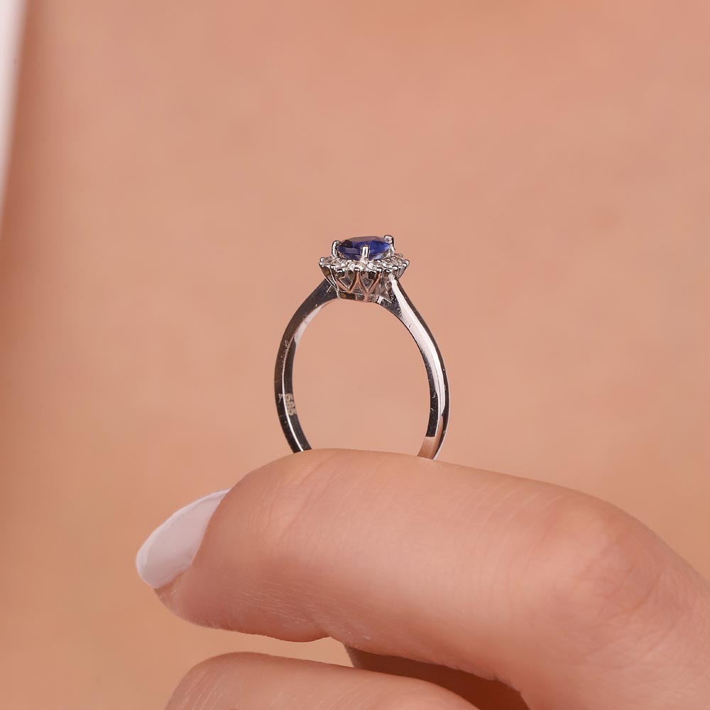 0,55 Karat Pırlanta Damla Royale Safir Yüzük - LP0936