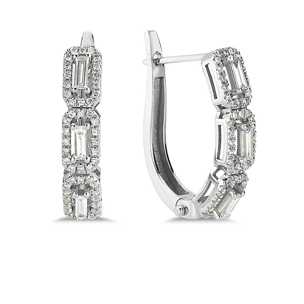 0.56 Karat Pırlanta Özel Tasarım Tria Baget Küpe - LP06066