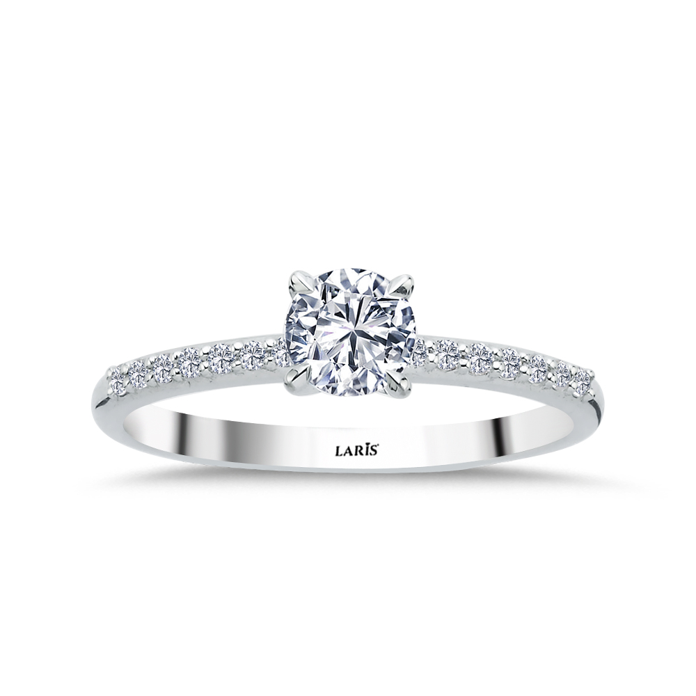 0,60 Karat Pırlanta Kolları Taşlı Classic Tektaş Yüzük - LP12198