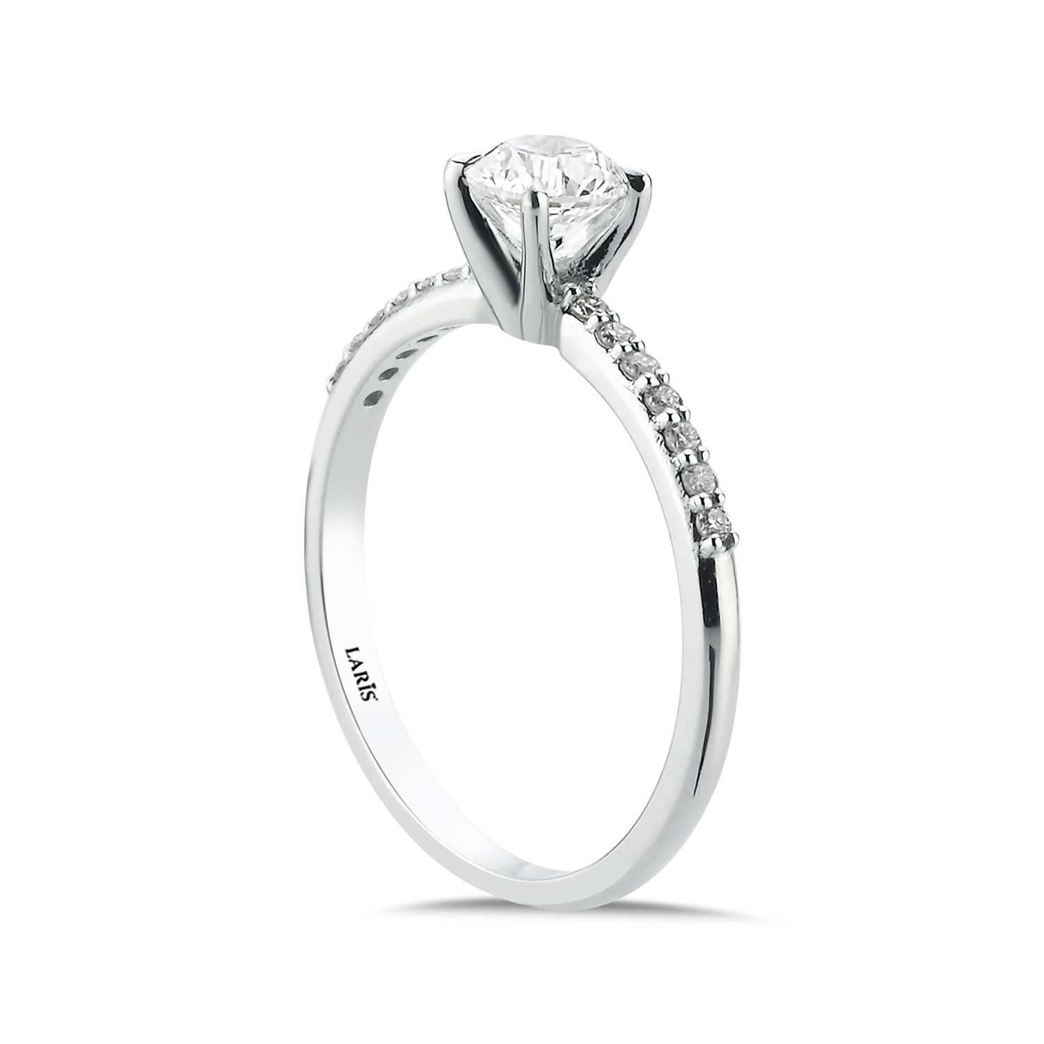 0,60 Karat Pırlanta Kolları Taşlı Classic Tektaş Yüzük - LP12198