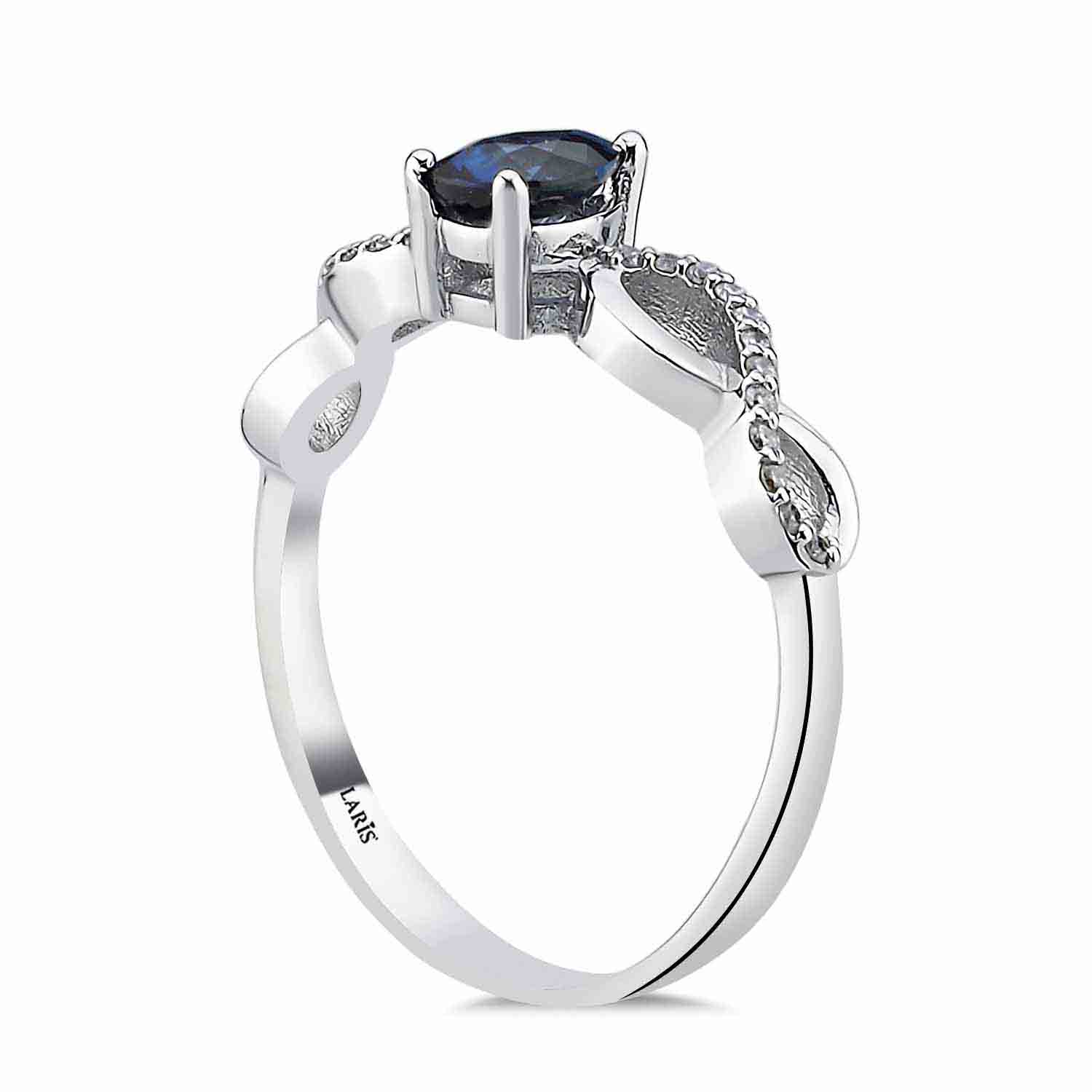 0.60 Karat Pırlanta Özel Tasarım Sonsuzluk Model Damla Royale Safir Yüzük - LP09682