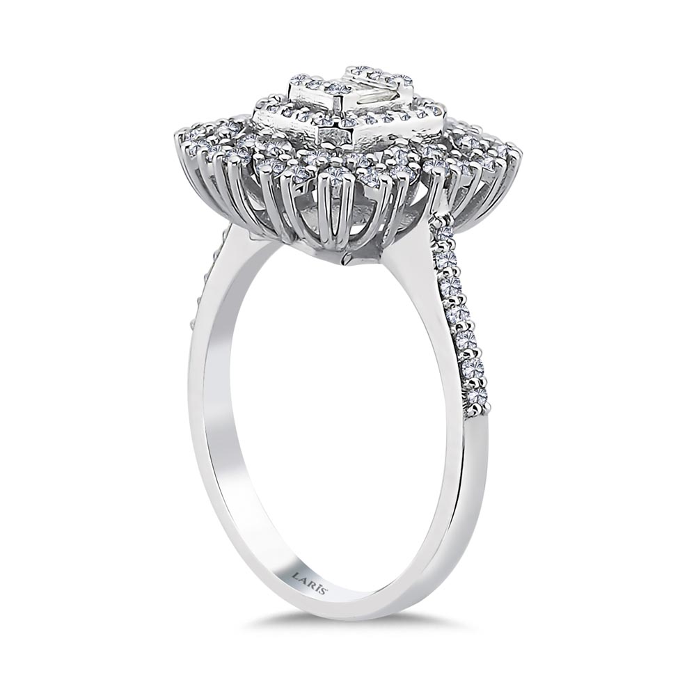 0,61 Karat Pırlanta Snowflake Baget Yüzük - LP10060