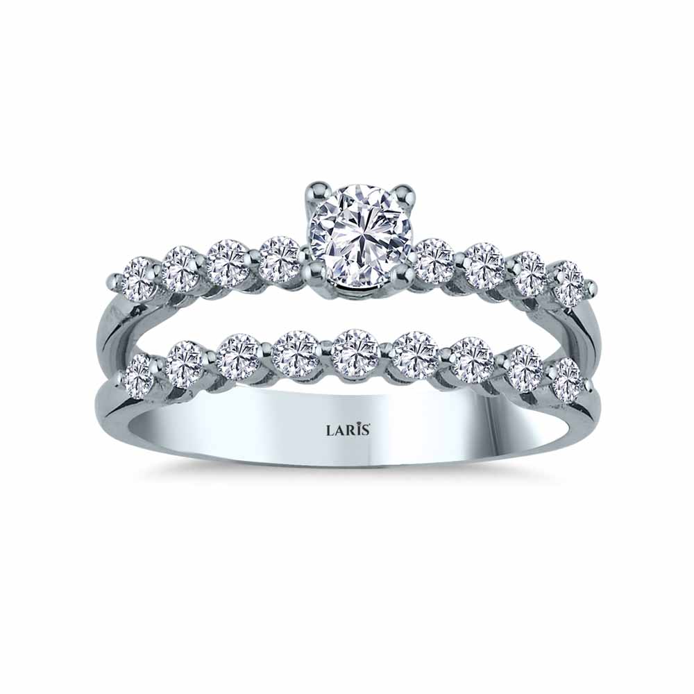 Özel Tasarım Yüzükler 0,63 Karat Pırlanta Yarımturlu Tektaş Yüzük - LP06336