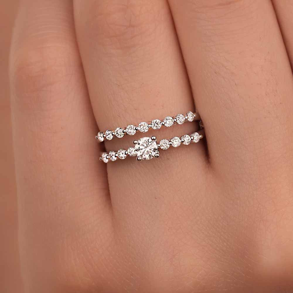 Özel Tasarım Yüzükler 0,63 Karat Pırlanta Yarımturlu Tektaş Yüzük - LP06336