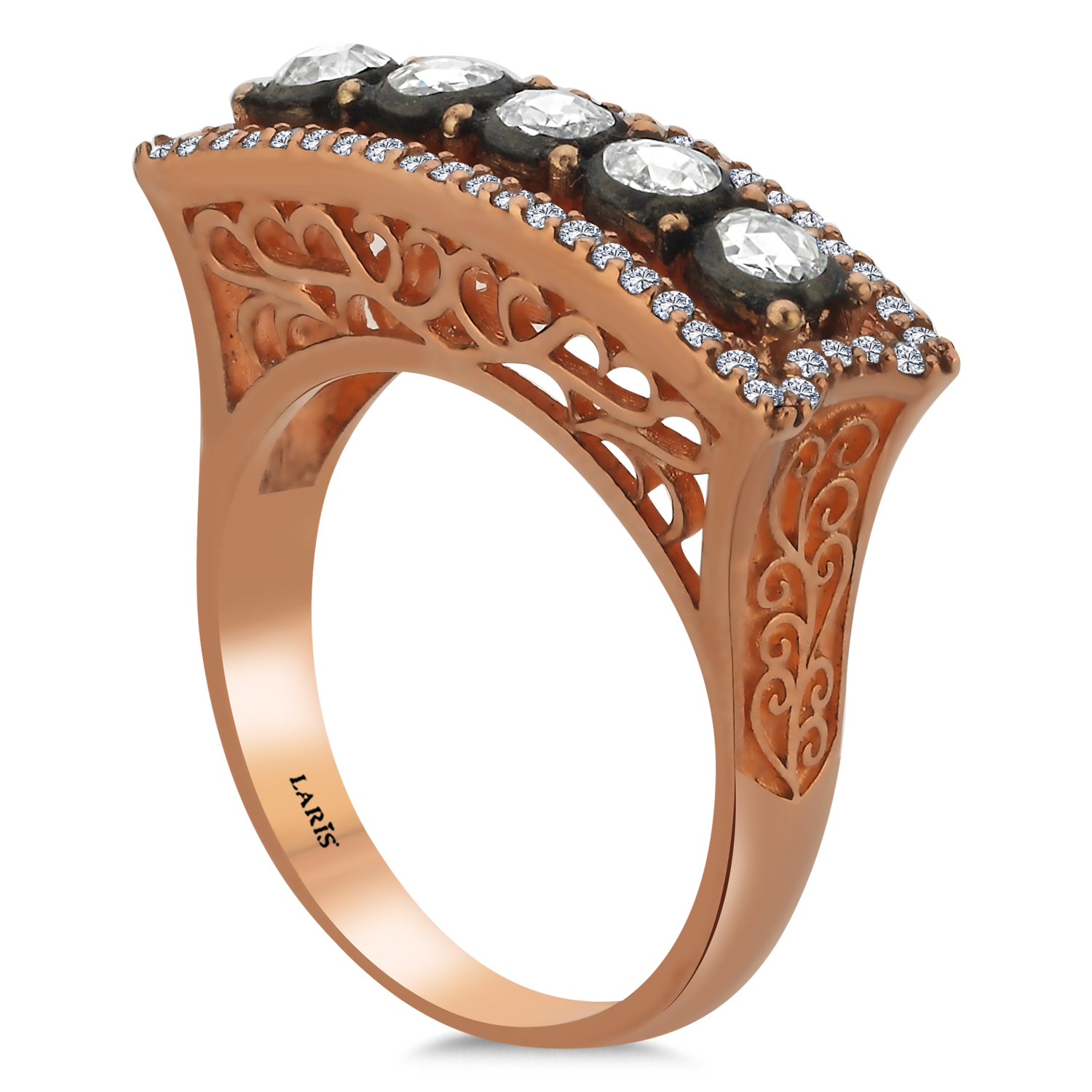 0,64 Karat Elmas Dikdörtgen Halo Beştaş Yüzük - LP05639