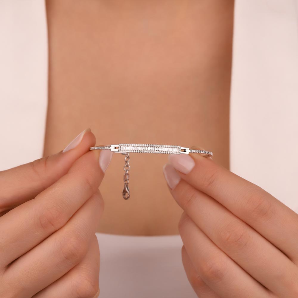 0,67 Karat Pırlanta Özel Tasarım Baget Kelepçe Bileklik - LP00587