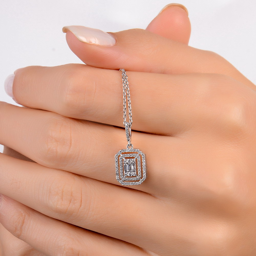 0,70 Karat Pırlanta Baget Kolye - LP10541