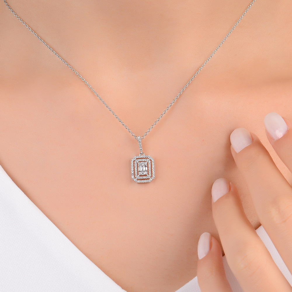 0,70 Karat Pırlanta Baget Kolye - LP10541