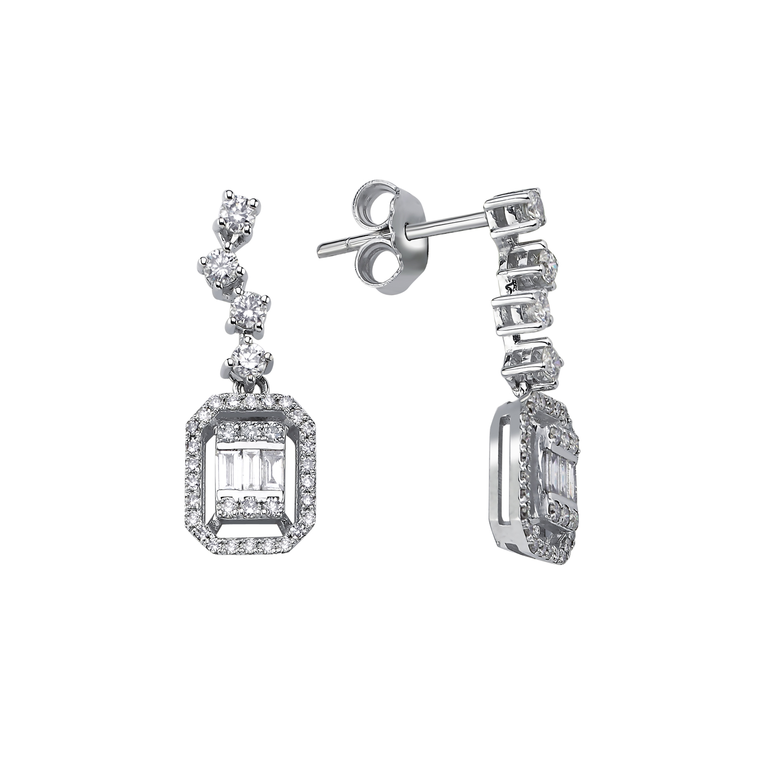 0,72 Karat Pırlanta Baget Sallantılı Küpe - LP08687