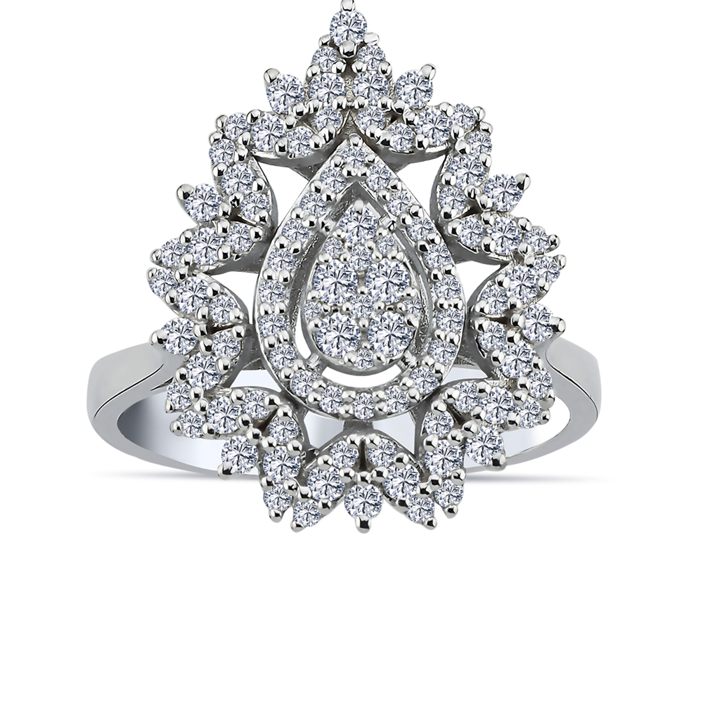 0,72 Karat Pırlanta Snowflake Damla Coronet Yüzük - LP05289