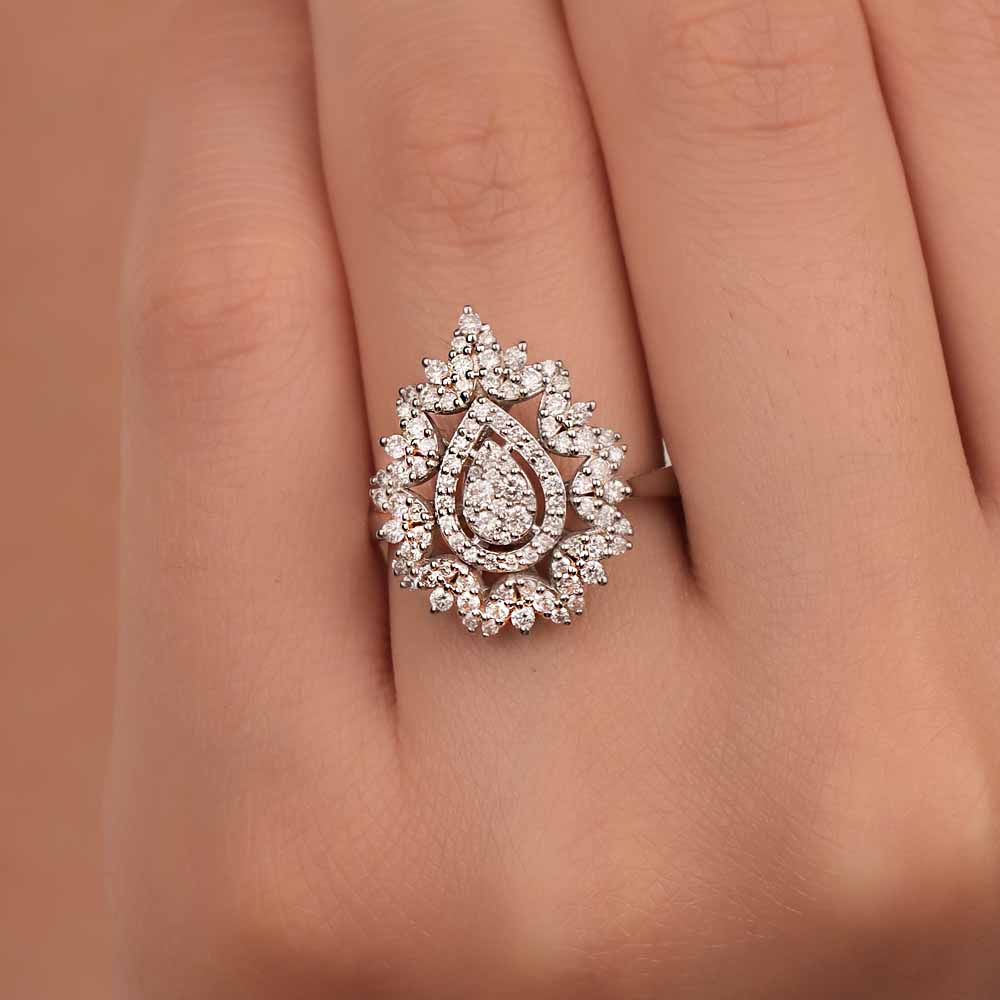 0,72 Karat Pırlanta Snowflake Damla Coronet Yüzük - LP05289