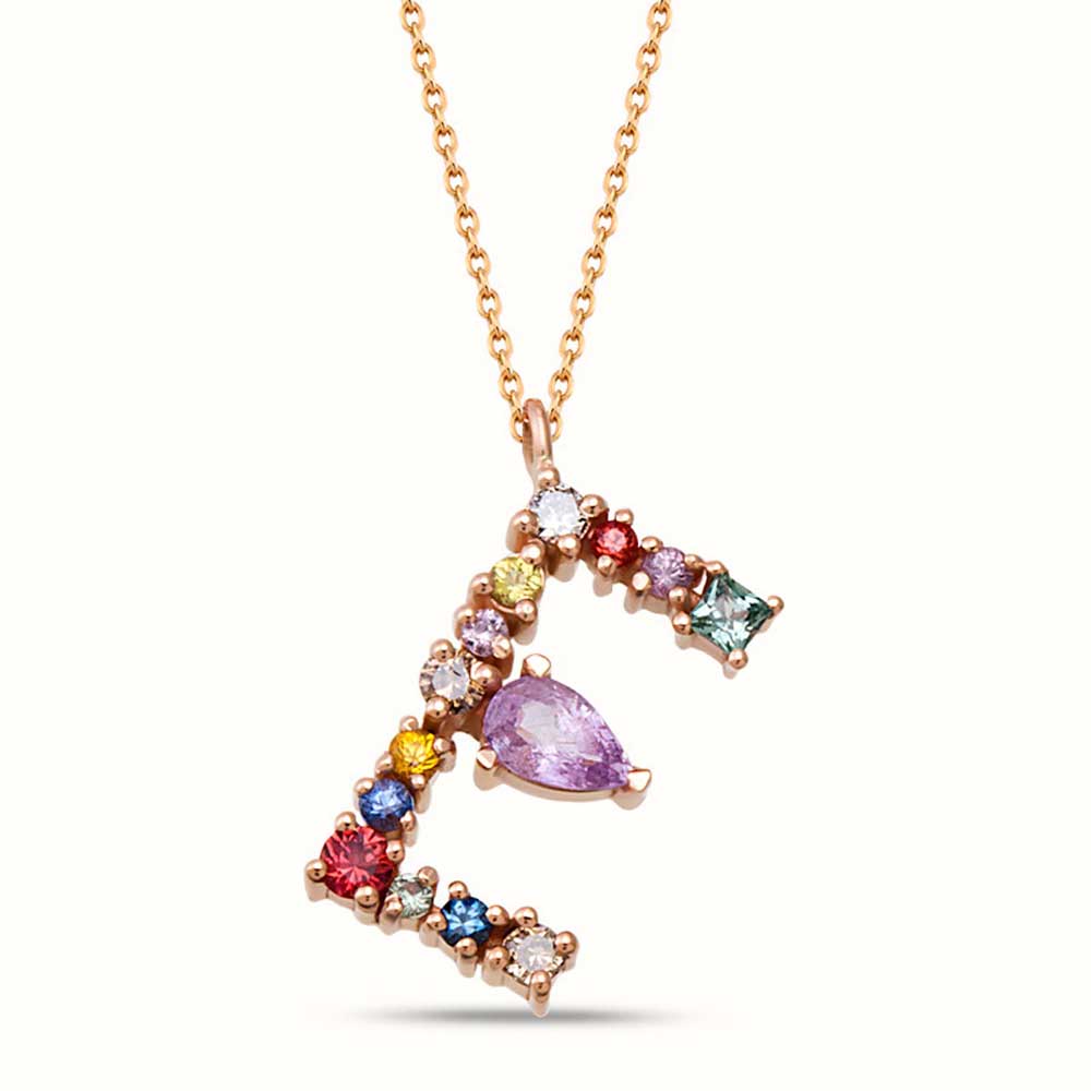 0,73 Karat Özel Tasarım Renkli Safir Harf Kolye - LP10165