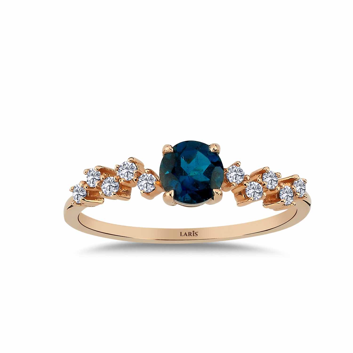 0,73 Karat Pırlanta Vintage London Blue Topaz Yüzük - LP09686